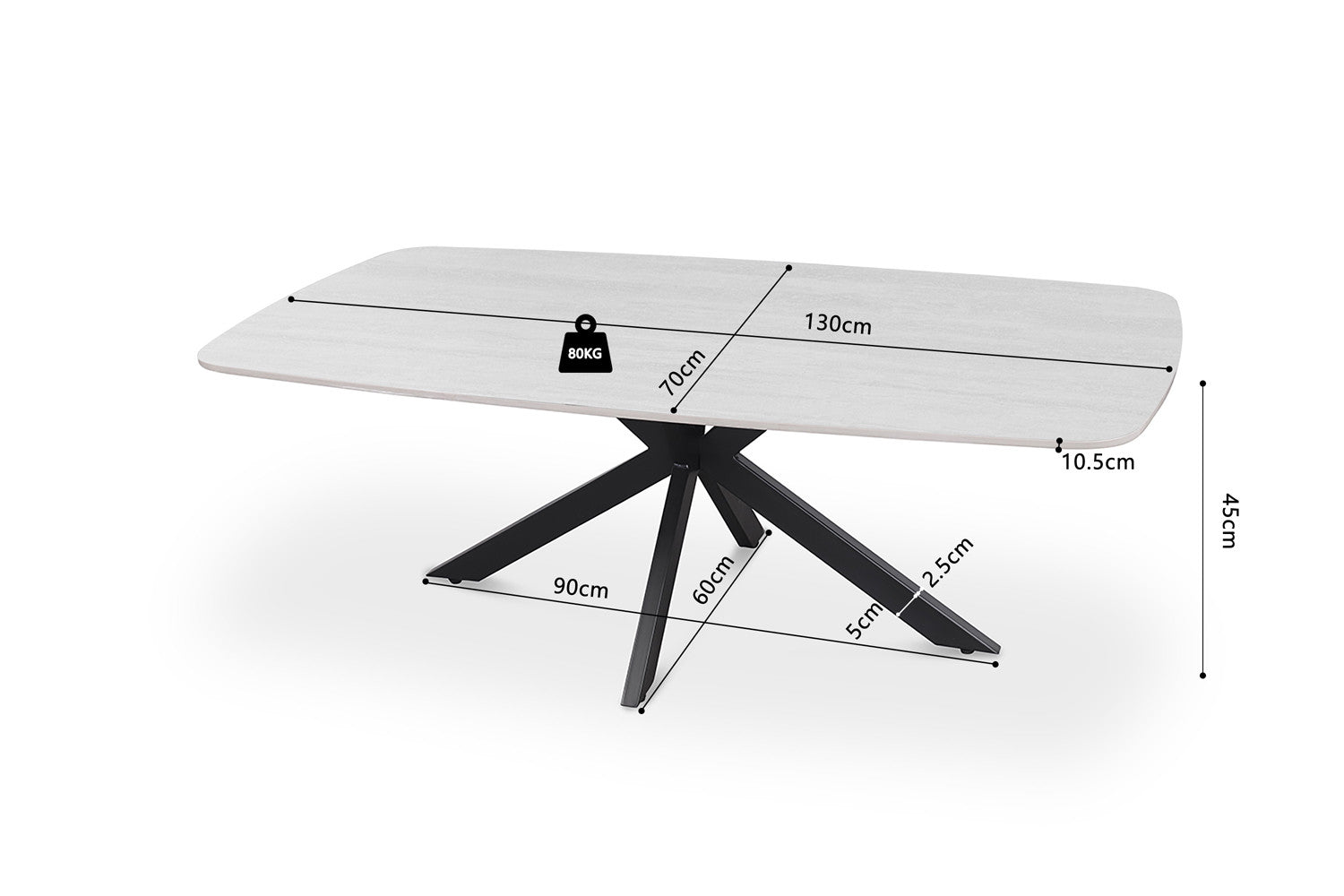 Salontafel Noxen 130 cm Deens Ovaal Steen Baroque Grijs
