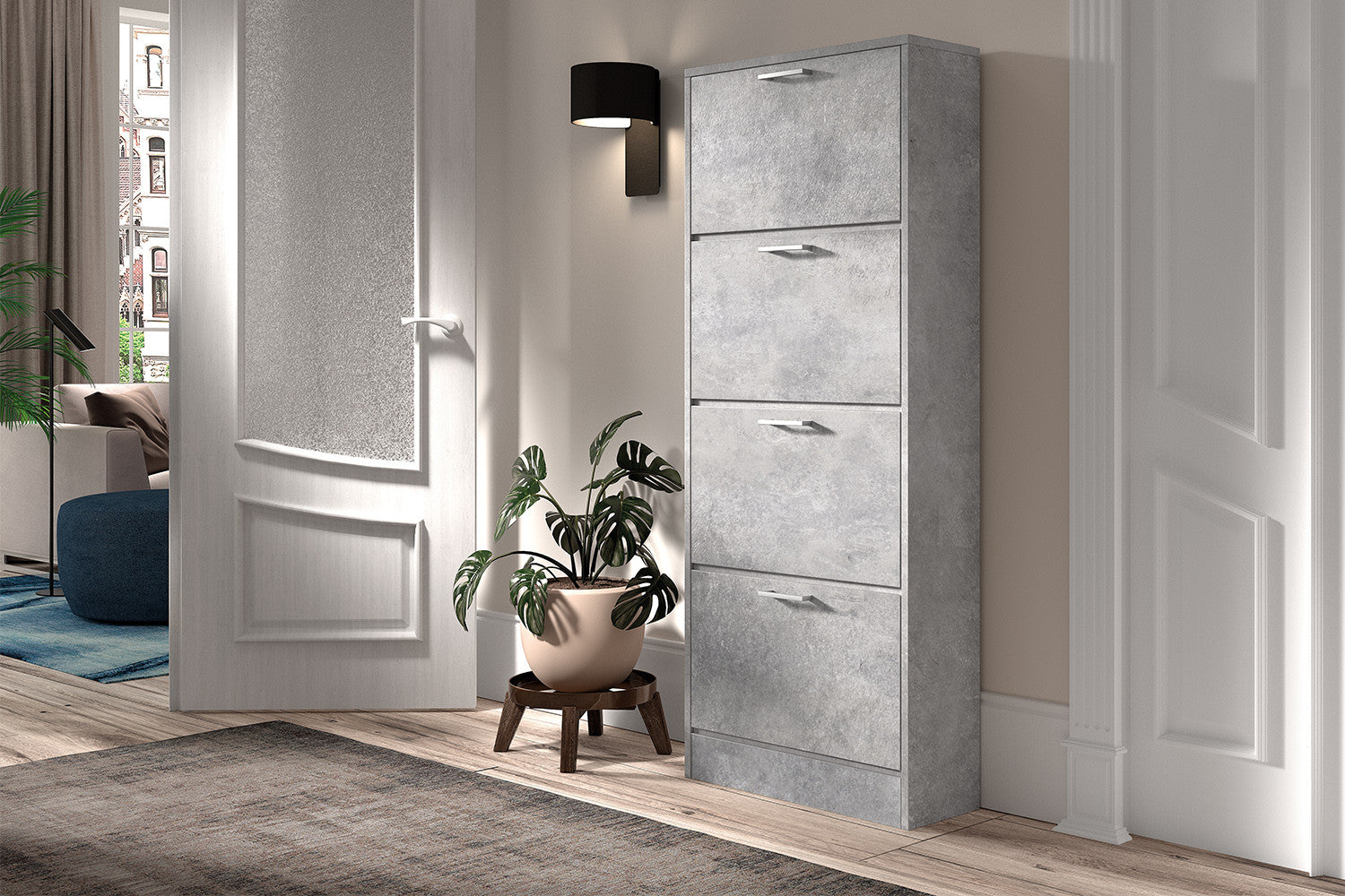 Schoenenkast Carla 4 laden Beton