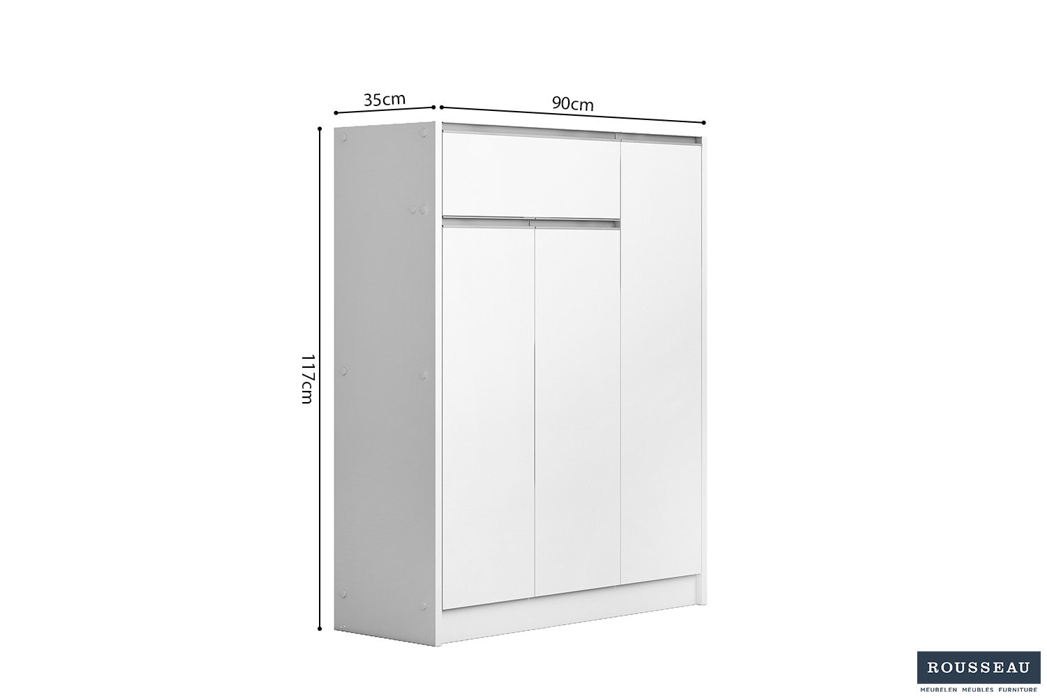 Schoenenkast Lola 3 deuren en 1 lade Wit