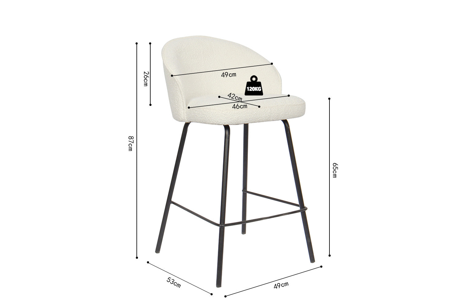 Counterstoel jun Bouclé Wit