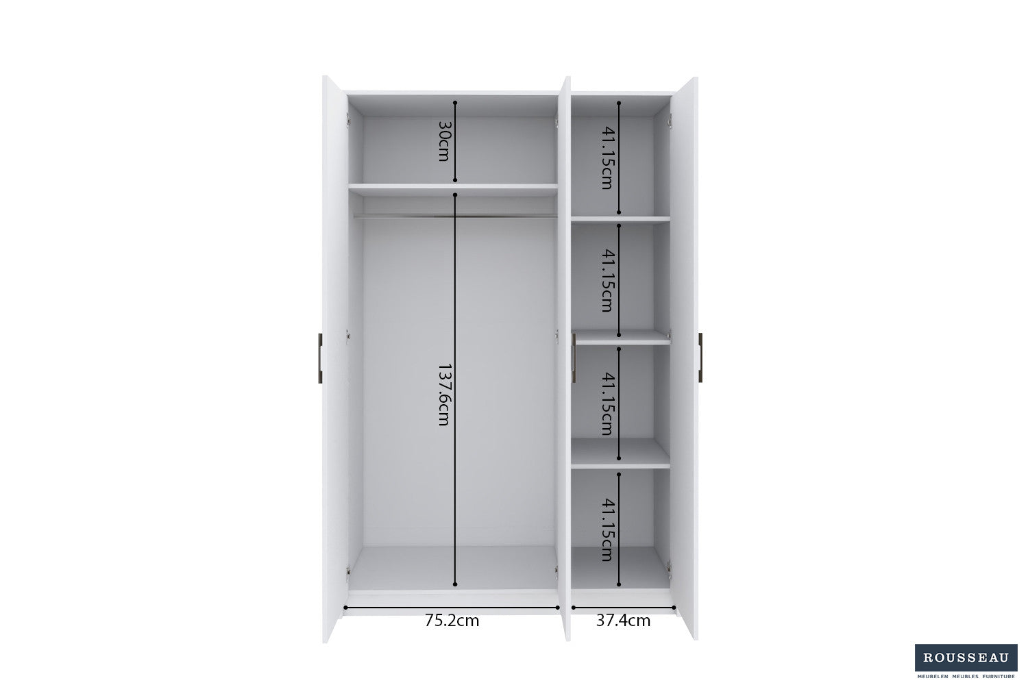 Kledingkast Laura 3 deuren Wit