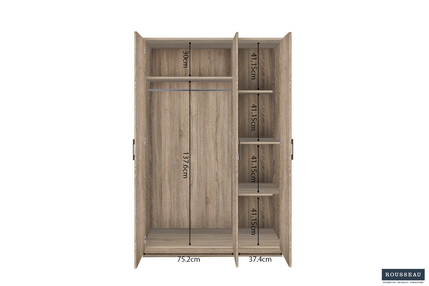 Kledingkast Laura 3 deuren Sonoma