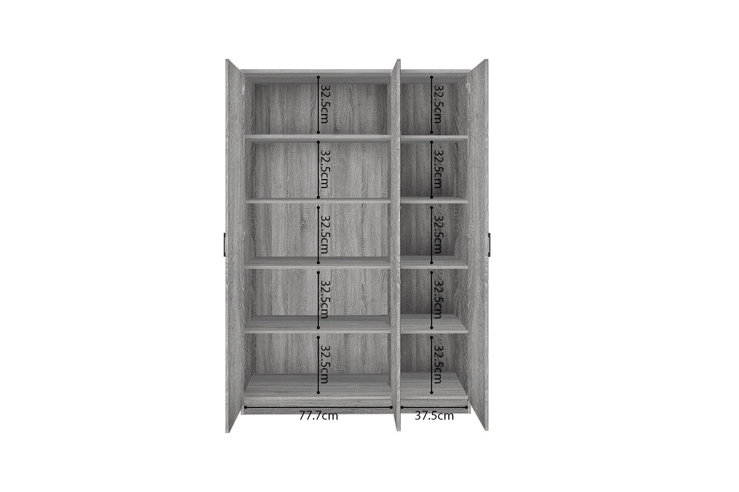 Opbergkast Laura 3 deuren en 4 legplanken Grijze Eik