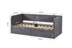 Bed Pamina 90x200 met lattenbodem Stof Grijs