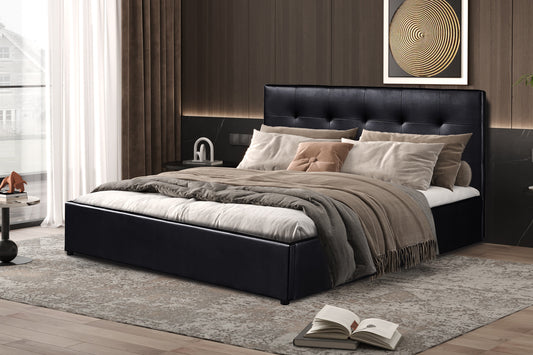 Bed met koffer Pimera 160x200 met lattenbodem PU Zwart