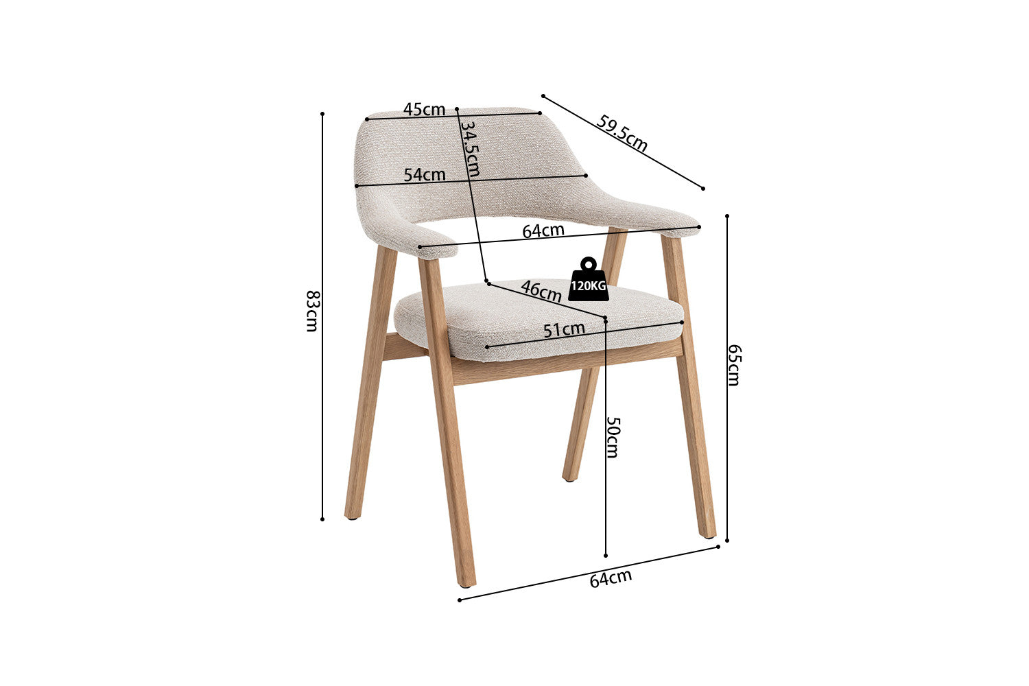 Japandi Eetkamerstoel Elora Eiken Beige