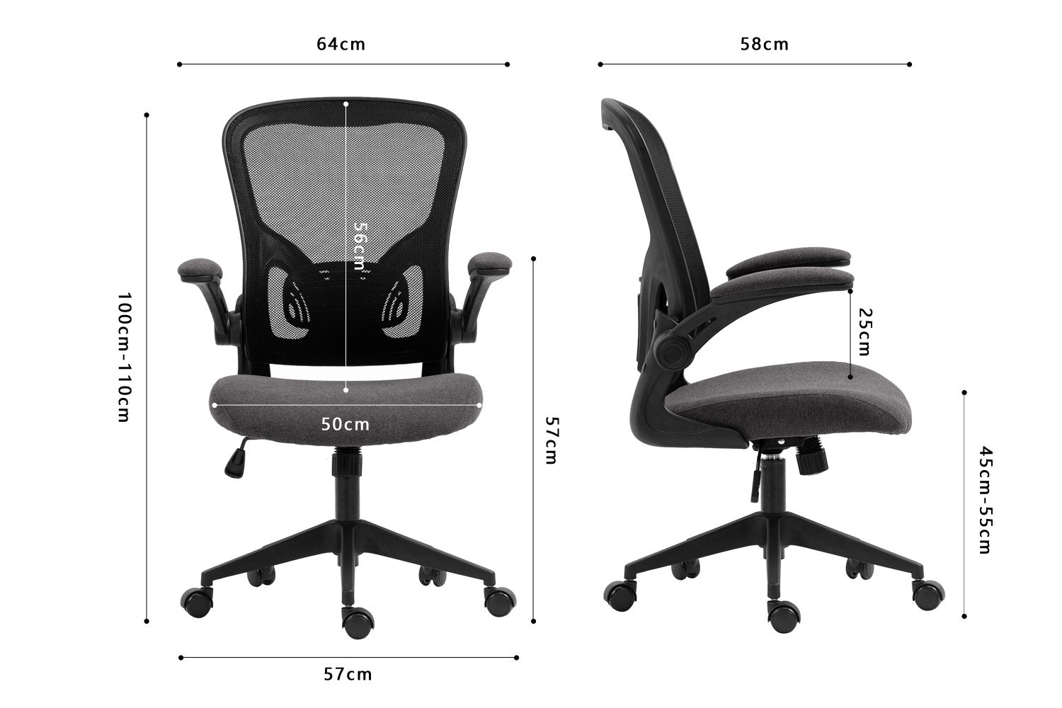 Bureaustoel Musa Mesh Zwart/Grijs