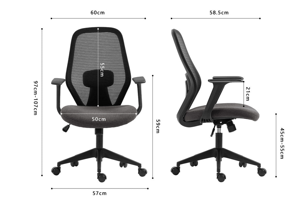 Bureaustoel Ruud Mesh Zwart/Grijs