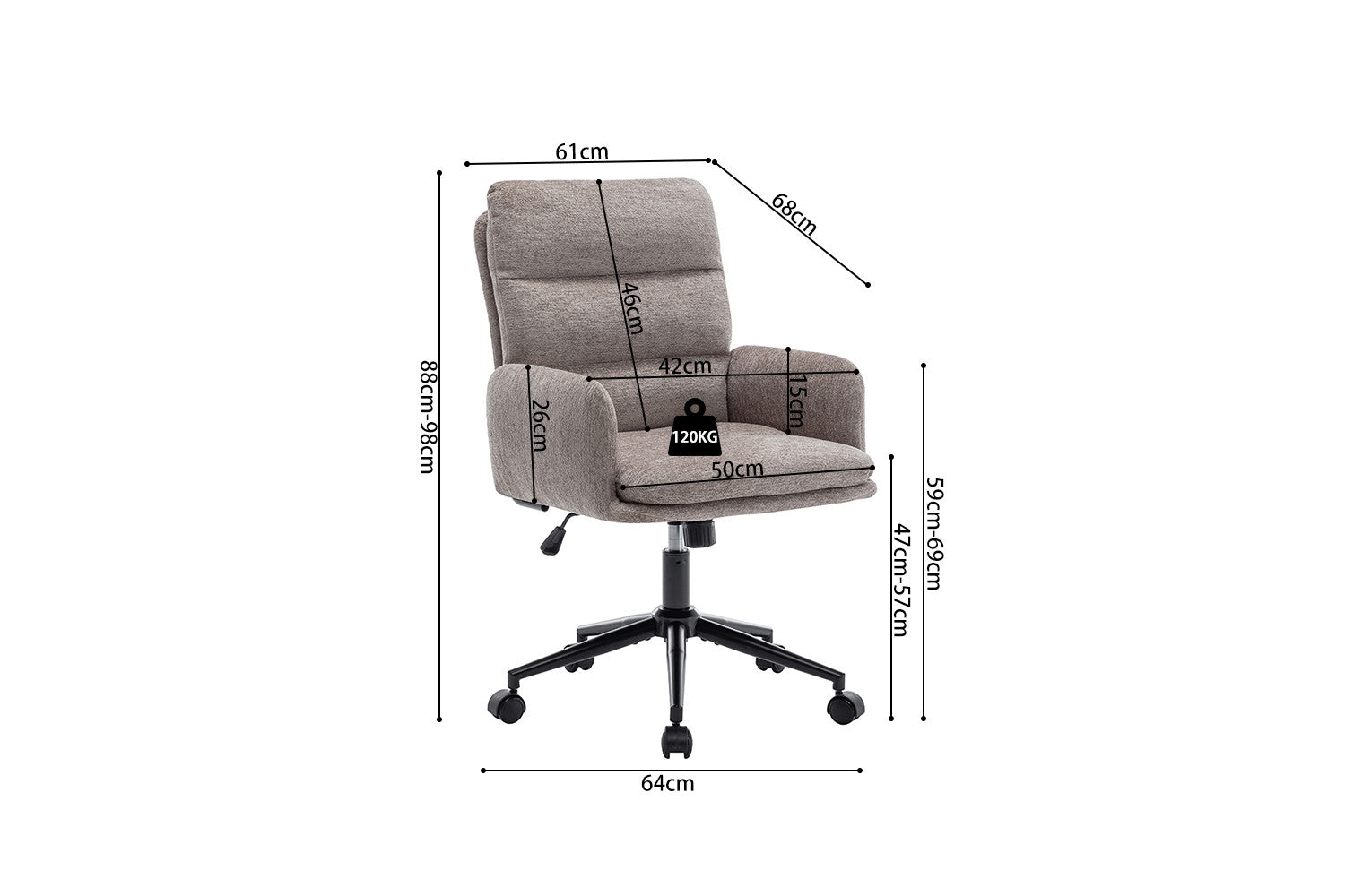Bureaustoel Miana Stof Fabb Raven 30 Zand