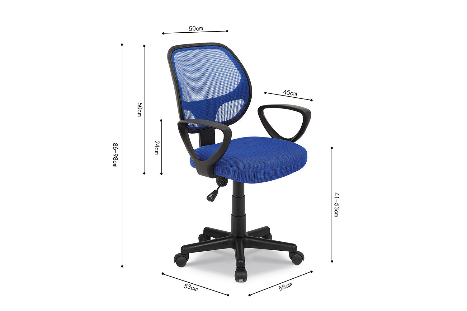 Bureaustoel Hans Mesh Blauw