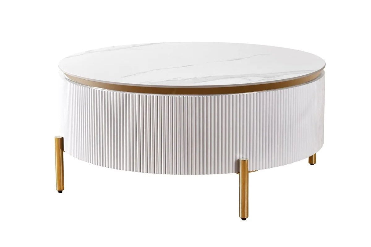Salontafel rond wit goud