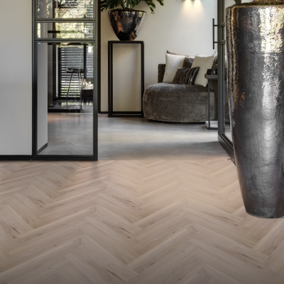 The Art of Living Premier Light Beige Dryback Visgraat PVC vloer - Onbehandelde uitstraling - 2.5/0.55 x 153 x 765mm - 2.81m2